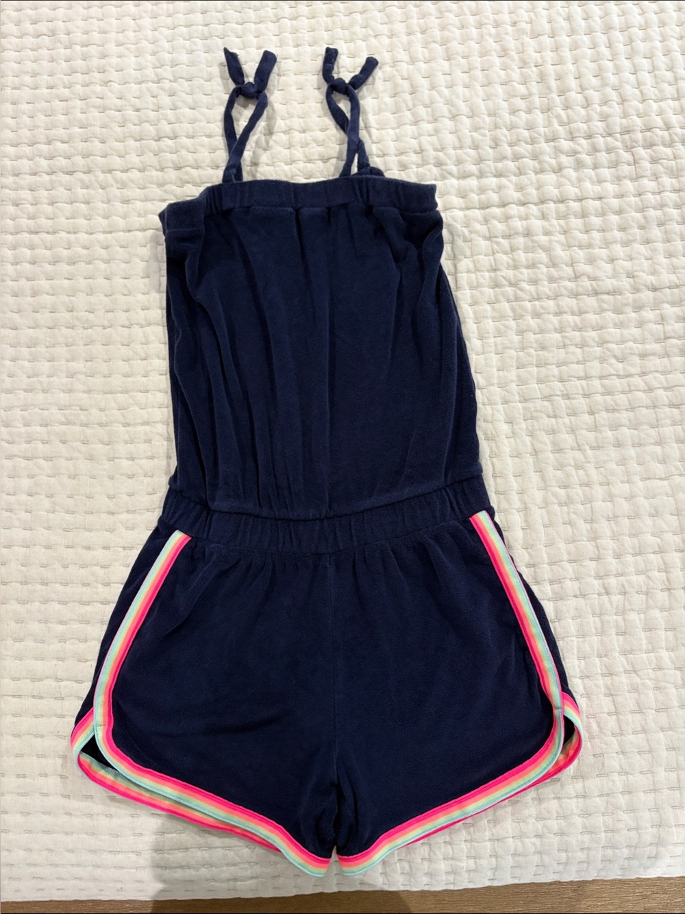 GAP terry Navy Girls Romper with Neon Trim